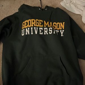 This is a GMU sweatshirt in the color green